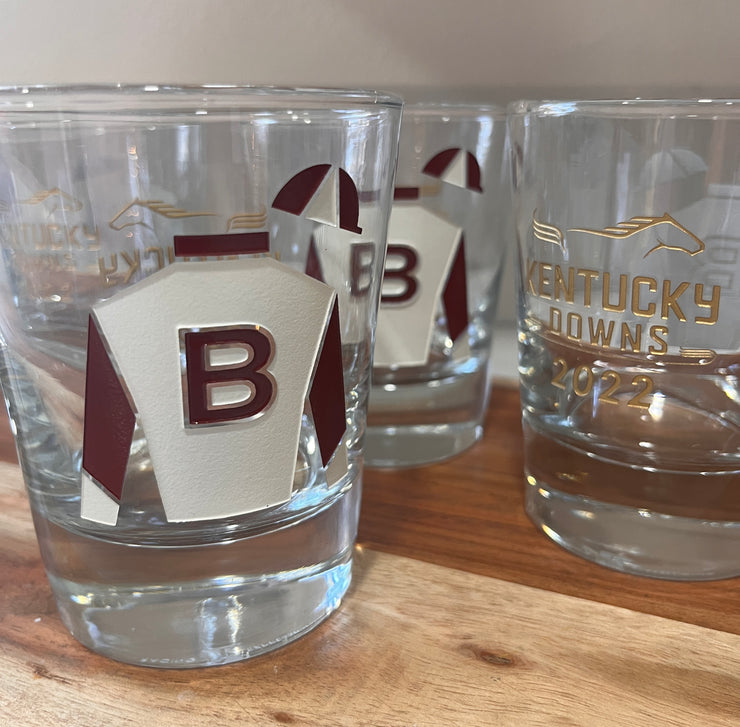 SANTA ANITA WC - Custom Silks Rocks Glasses set/2